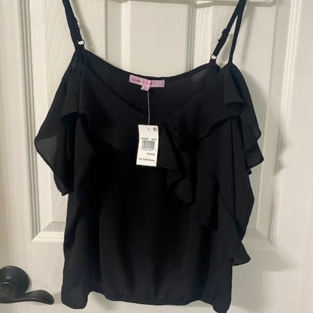Spaghetti Strap black full bloom wovens